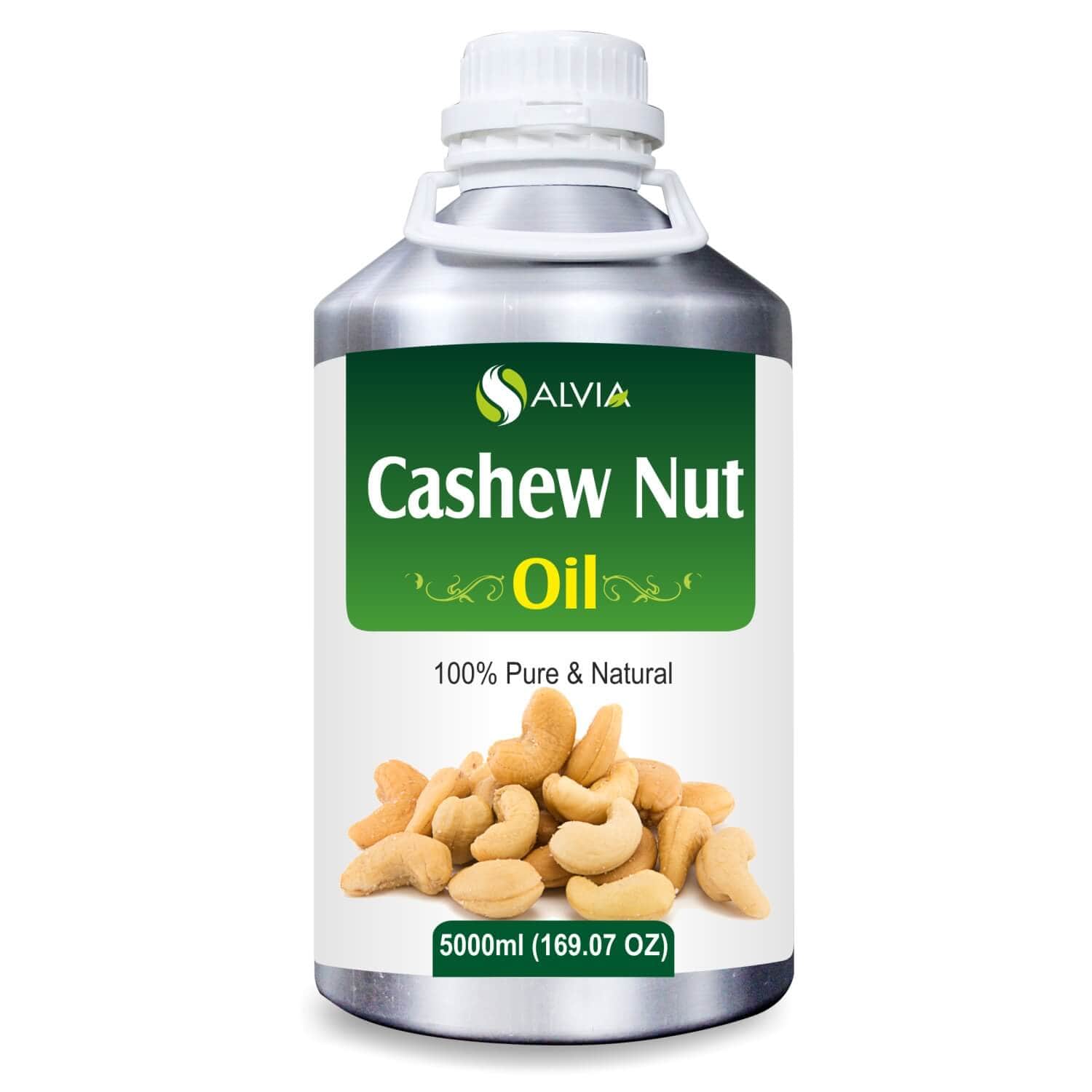 Salvia Natural Carrier Oils 5000ml Cashew Nut Oil (Anacardium Occibentale) 100% Natural Pure Carrier Oil Heals Wounds, Maintains Level Of Collagen & Elastin, Gives Shiny Texture to Hair