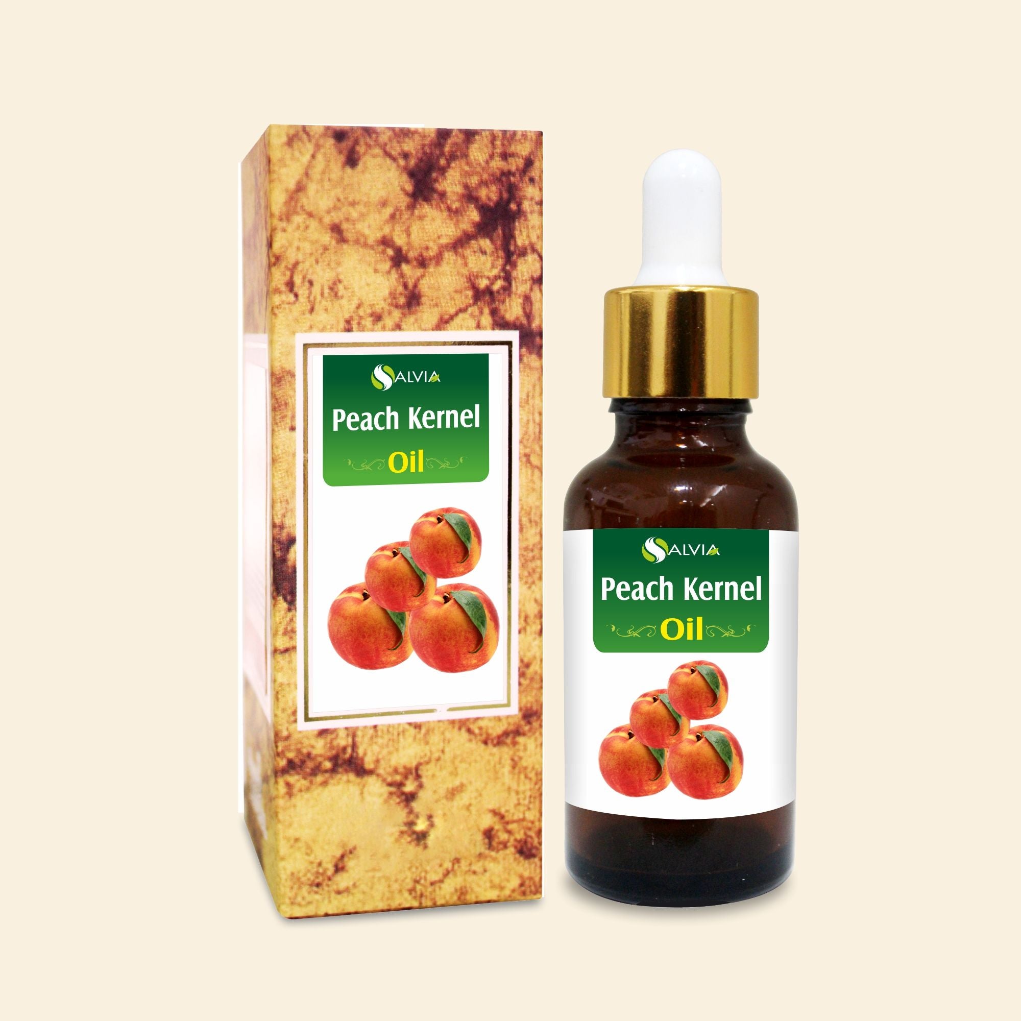 Salvia Natural Carrier Oils Peach Kernel Oil (Prunus persica) 100% Natural Pure Carrier Oil Nourishes & Moisturizes Skin, Manages Premature Aging, Promotes Healthy Hair