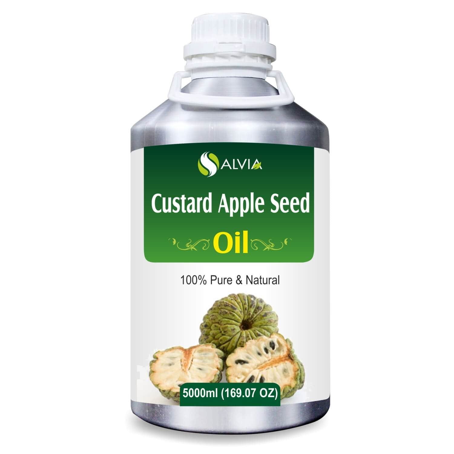 Salvia Natural Carrier Oils,Sun Care,Sunscreen Oil 5000ml Custard Apple Seed Oil (Annona Squamosa) Natural Pure Carrier Oil Undiluted Prevents Premature Ageing & Greying, Heals Skin Issues, Reduces Acne