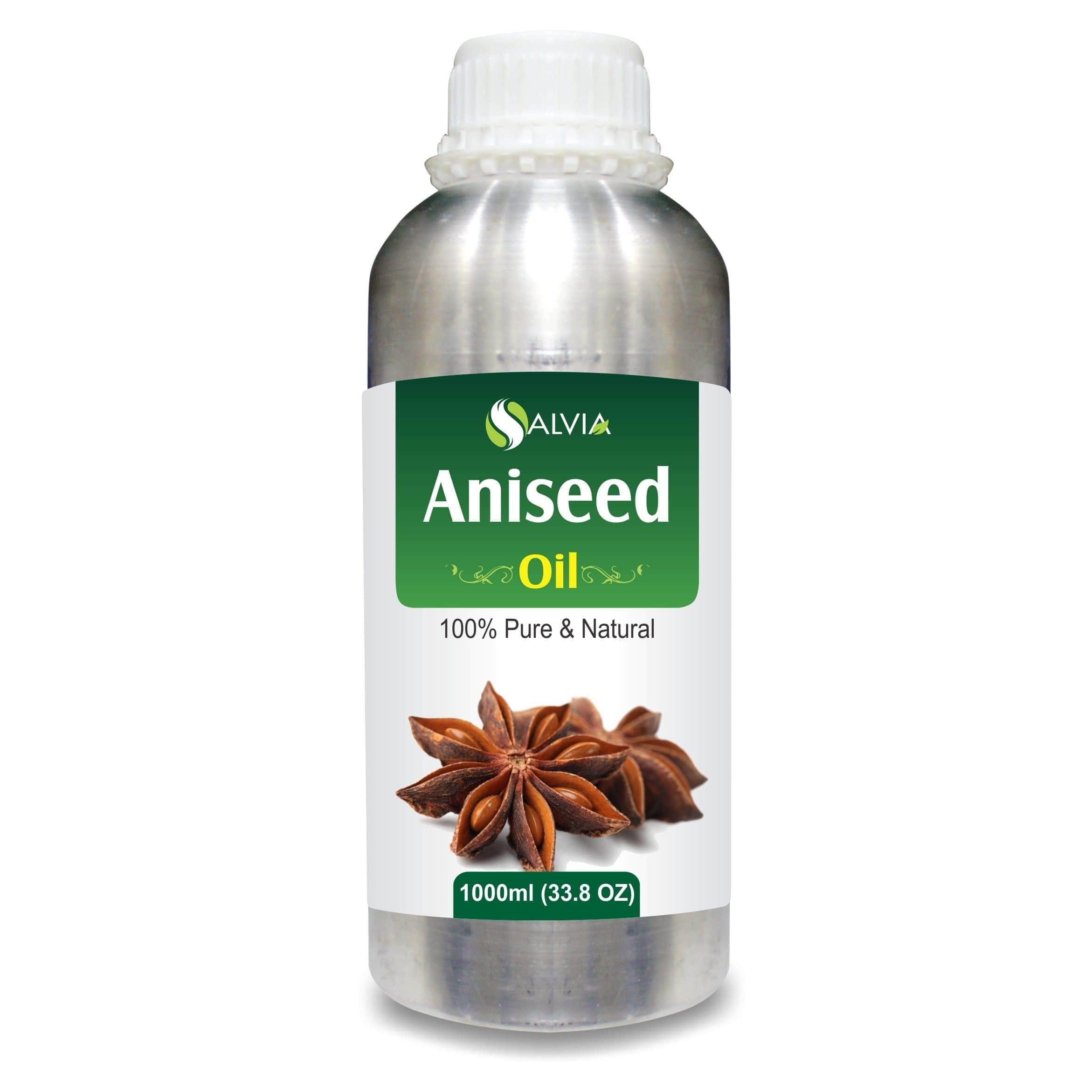Salvia Natural Essential Oils 1000ml Aniseed Oil (Pimpinella Anisum) Natural Pure Essential Oil Undiluted Therapeutic Grade For Medicine, Inhaler Blends Help Ease Bronchitis, Colds And The Flu