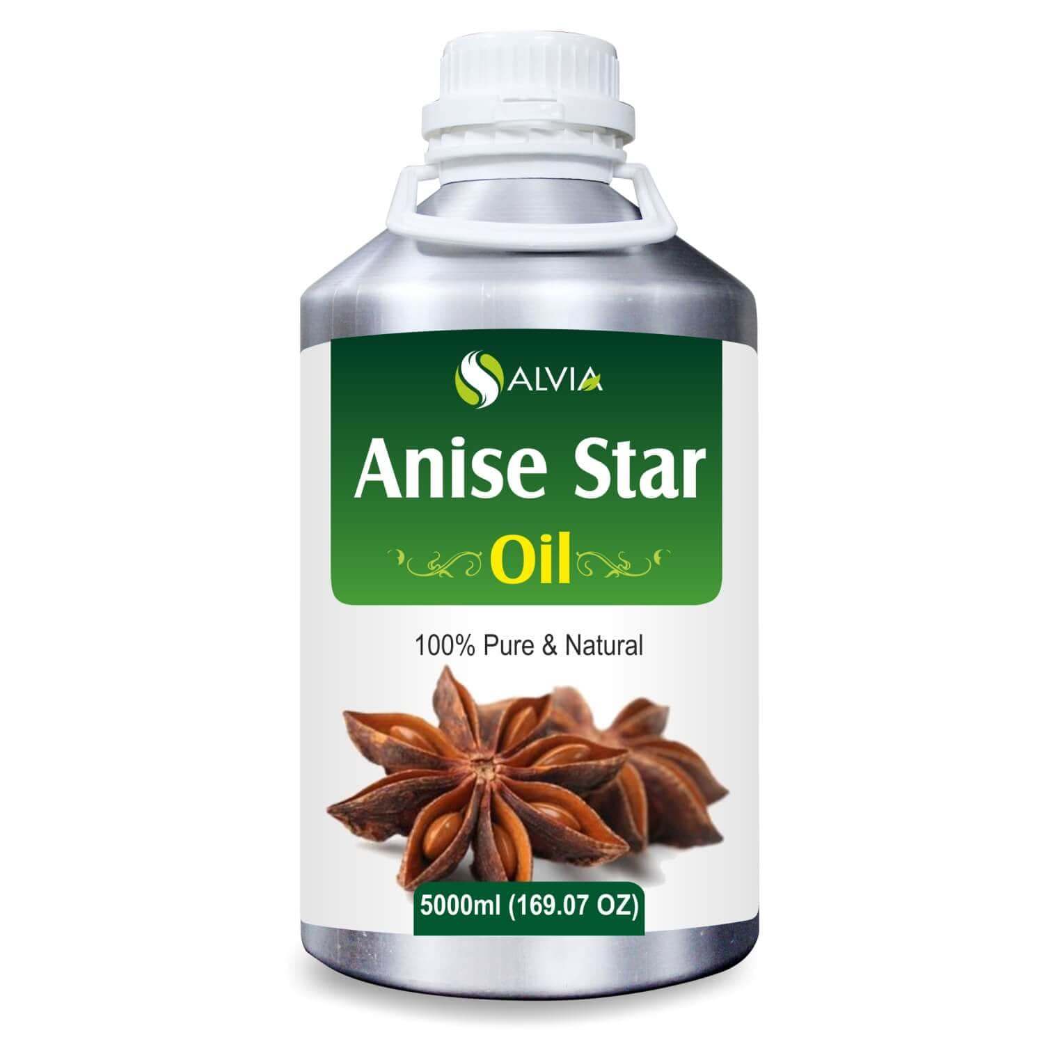 Salvia Natural Essential Oils 5000ml Anise Star Essential Oil, 100% Pure Undiluted & Natural, For Aromatherapy, Eases Cough & Cold, Reduces Tension, Diminishes Acne