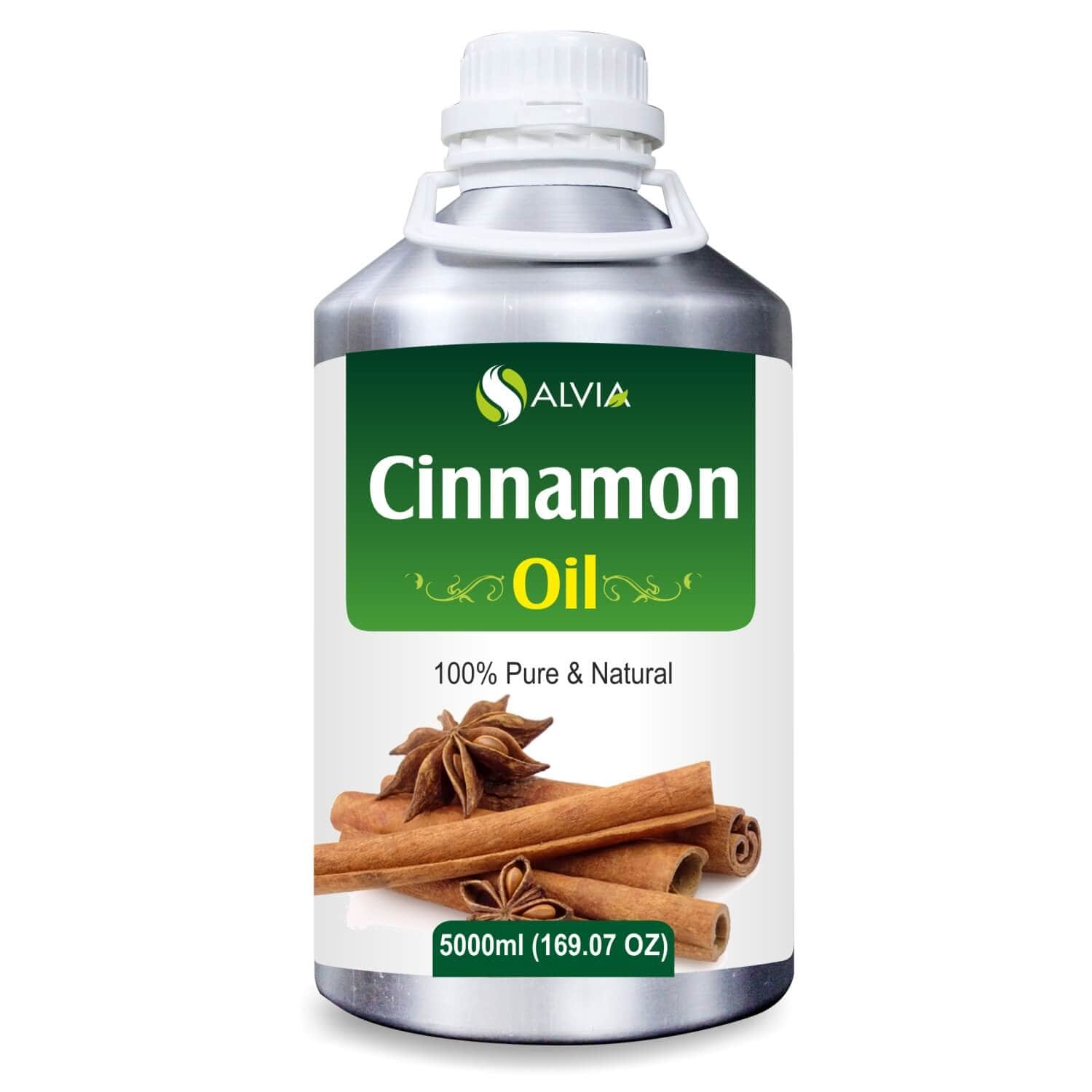 Salvia Natural Essential Oils 5000ml Cinnamon Oil (Cinnamomum verum) 100% Natural Pure Essential Oil Promotes Hair Growth, Aromatherapy, Antioxidant Properties, Relieves Pain