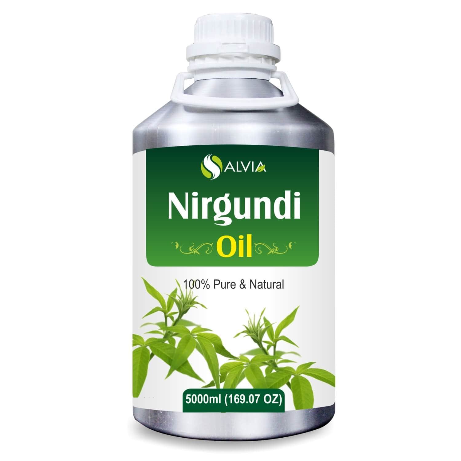 Salvia Natural Essential Oils 5000ml Nirgundi Oil Pure & Natural Essential Oil Undiluted Alleviates Joint & Muscular Pain, Deals With Respiratory Illness, Reduces Swelling, Prevents Grey Hair