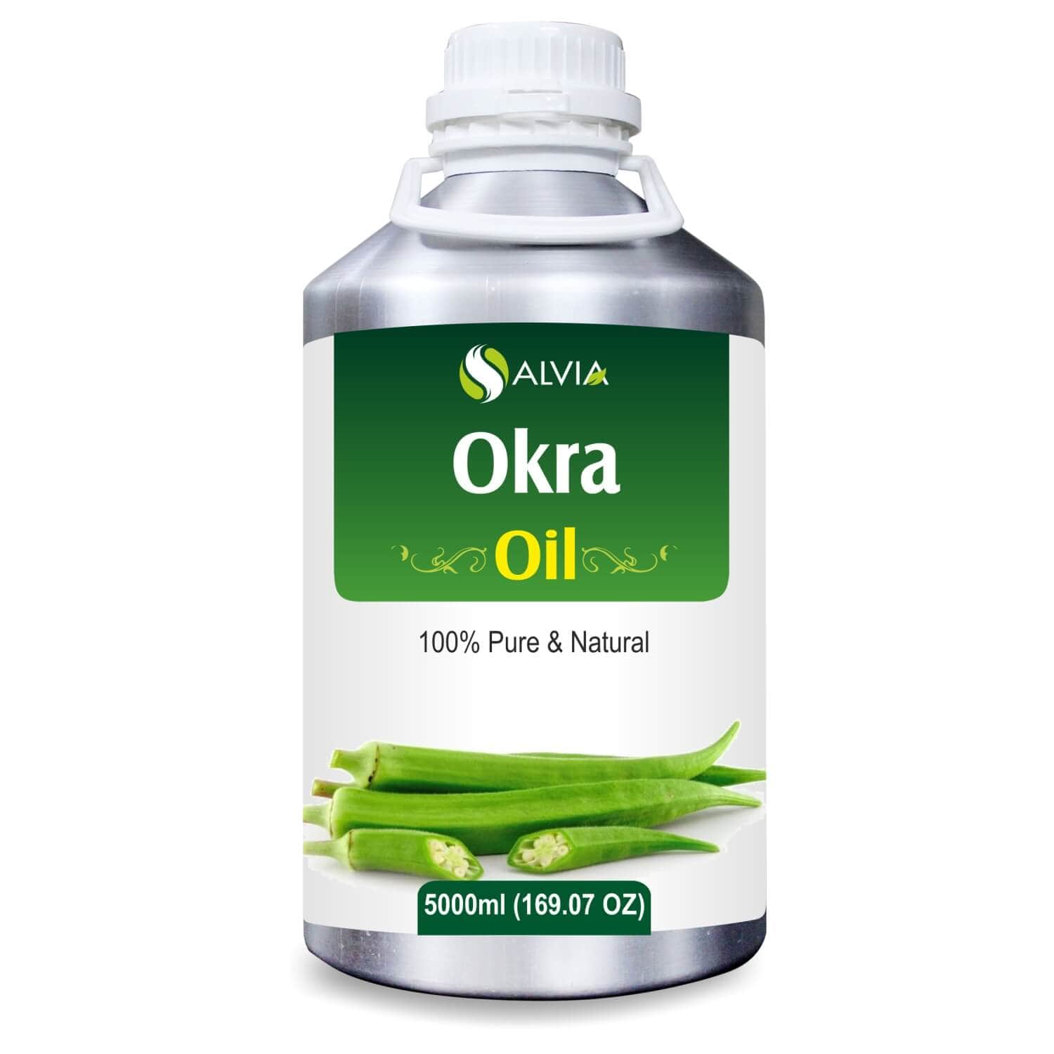 Salvia Natural Essential Oils 5000ml Okra Oil (Abelmoschus Esculentus) 100% Natural Essential Oil Best For Aromatherapy, Reduces Scars, Soothes Skin Irritation, Promotes Hair Growth
