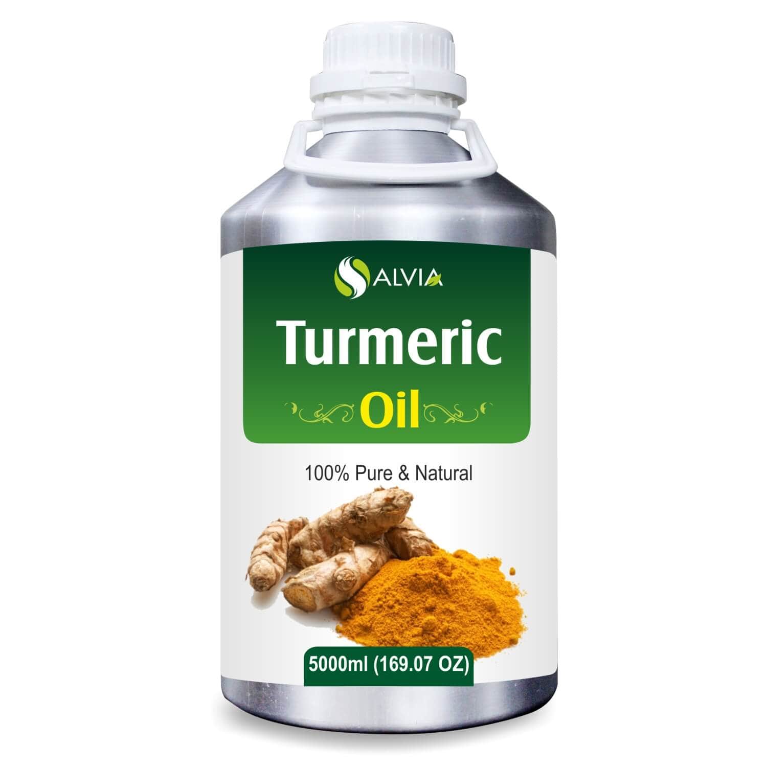 Salvia Natural Essential Oils 5000ml Turmeric Oil (Curcuma Longa) Pure Essential Oil Reduces Blemishes, Rejuvenates Skin, Promotes Overall Hair Health, Soothes Skin Problem, Manages Aging Signs