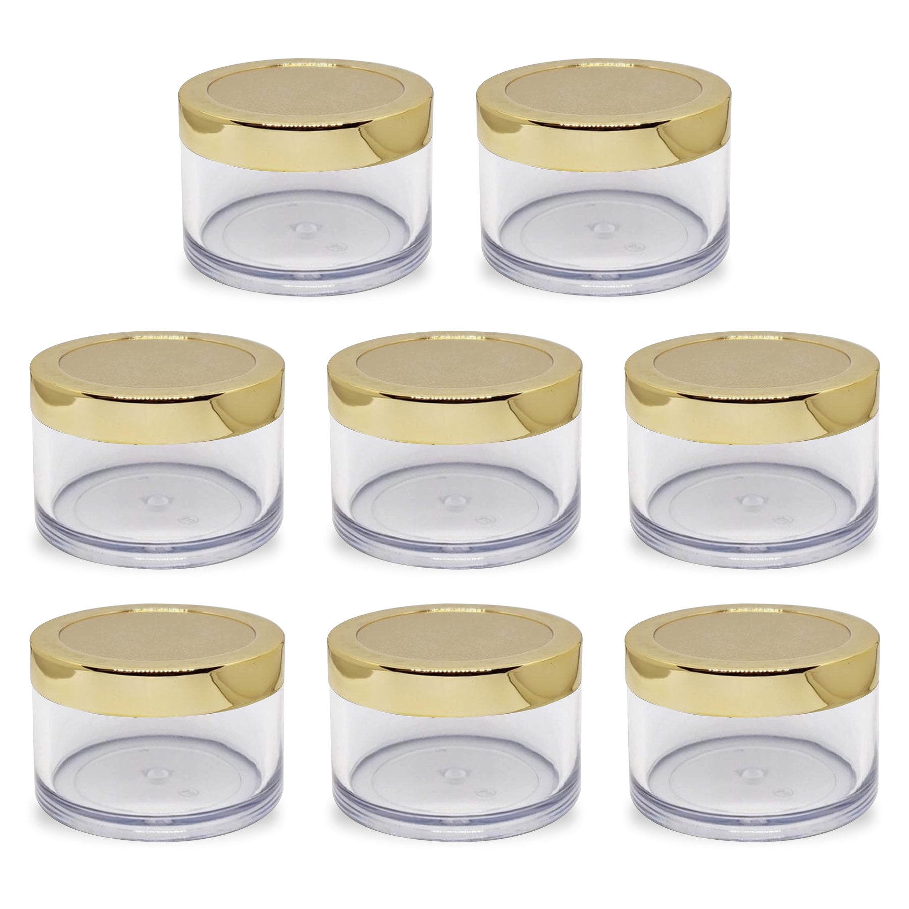 Shoprythm Cosmetic Jar Pack of 8 Empty Transparent San Jars with Golden Cap