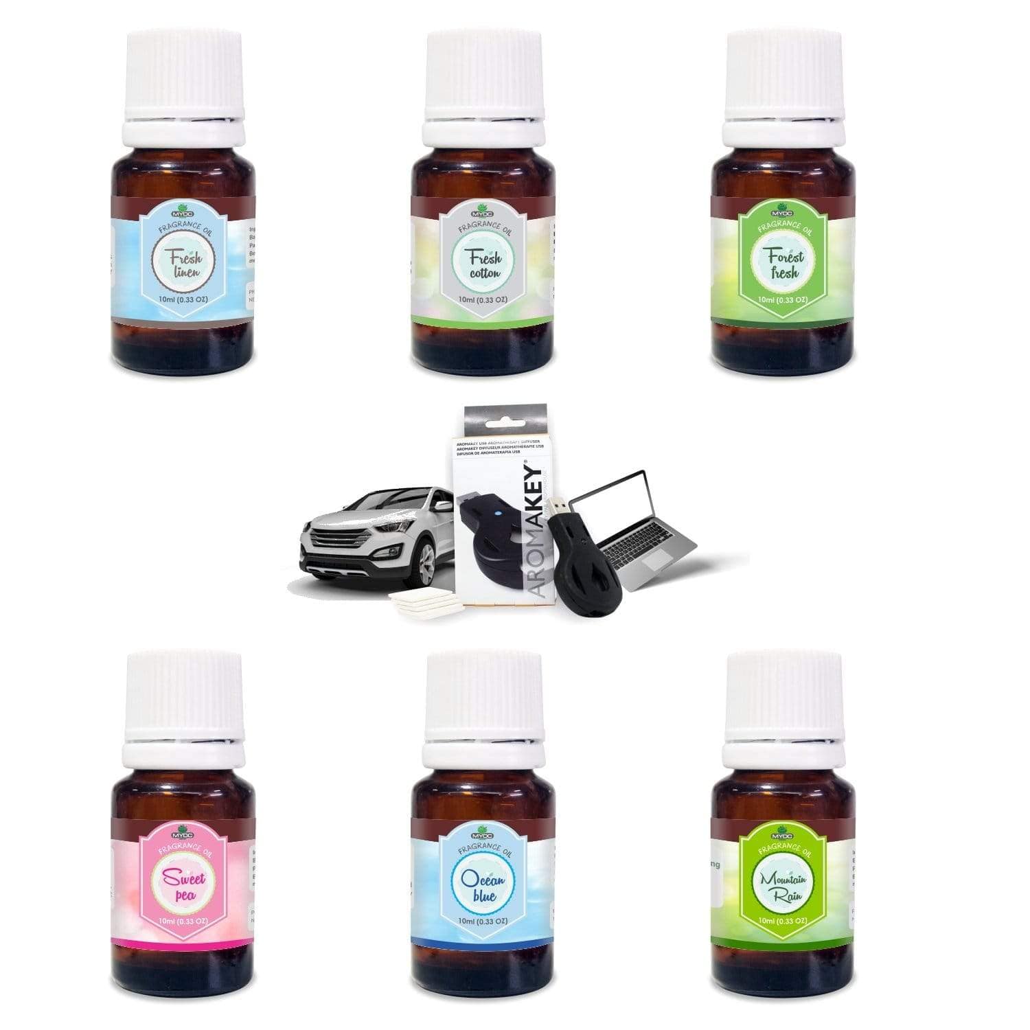 Shoprythm Gifts,Fragrances Oil Set SUMMER FRESH Salvia Aroma Key and Diffuser Essential Oil With 5 Refill Pads