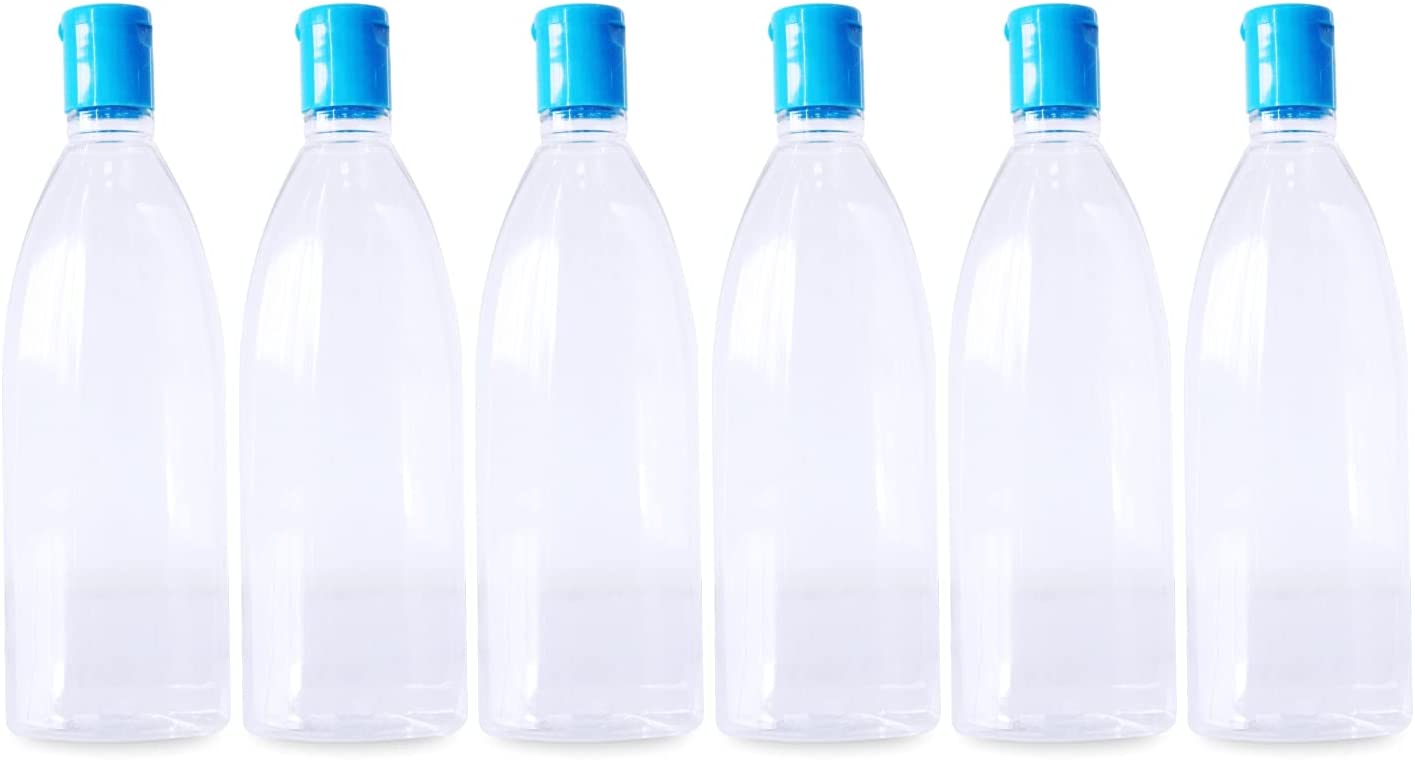 Shoprythm Myoc,United States Pack of 6 MYOC Clear Plastic Empty Squeeze Bottle with Disc Top Flip Cap Refillable Reusable