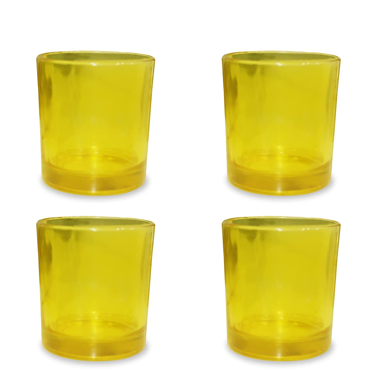 Shoprythm Packaging,Cosmetic Jar Pack of 4 Yellow Glass Candle Jar