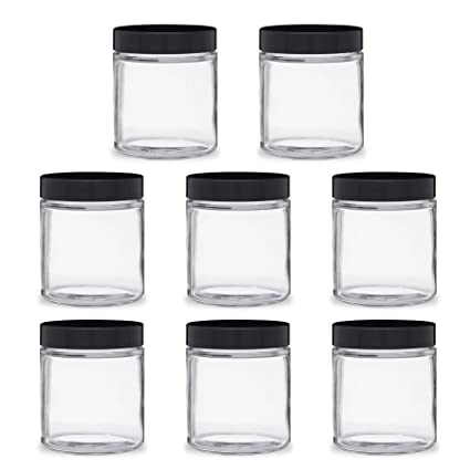 Shoprythm Packaging,Cosmetic Jar Pack of 8 Glass jar with black cap