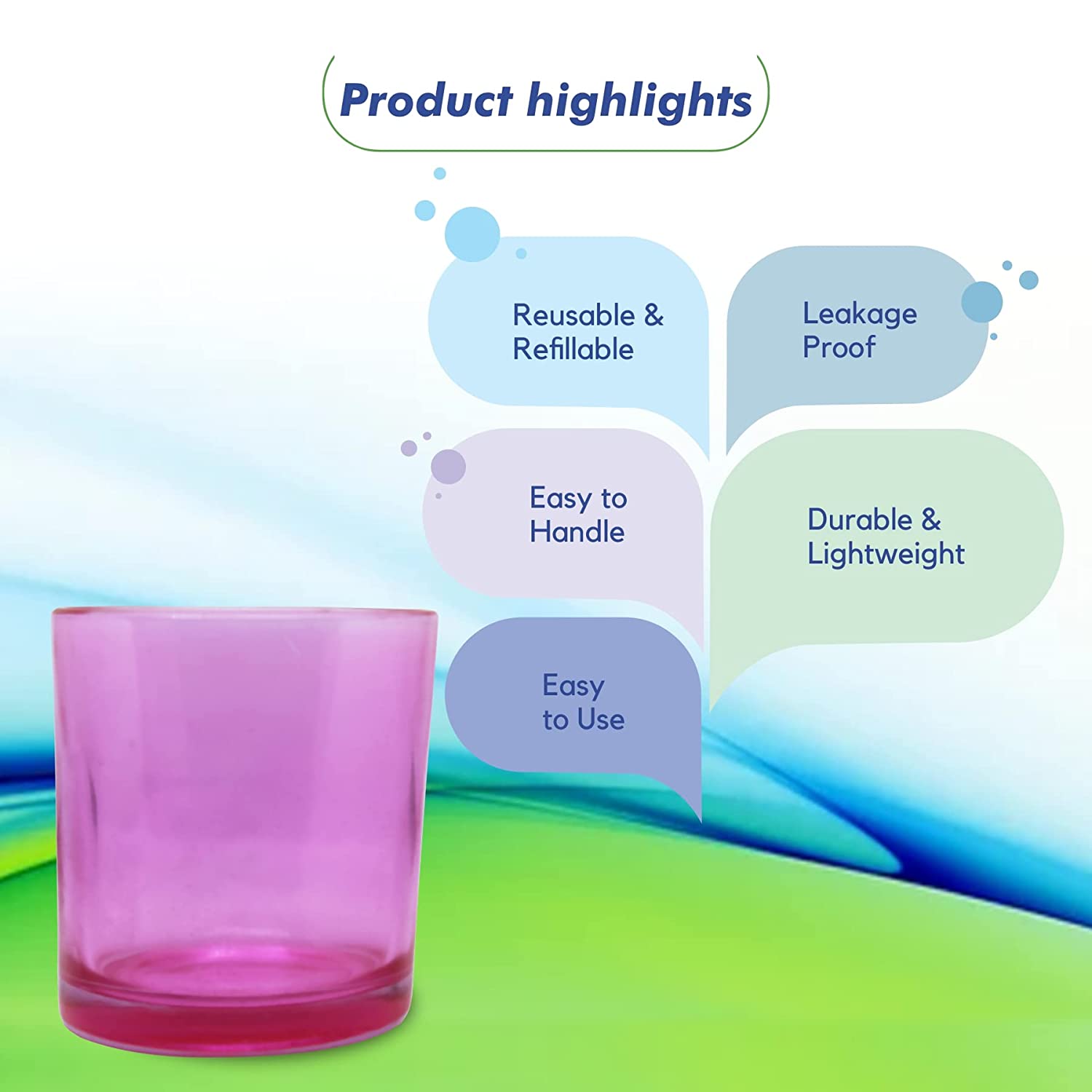 Shoprythm Packaging,Cosmetic Jar Pink  Glass Candle Jar