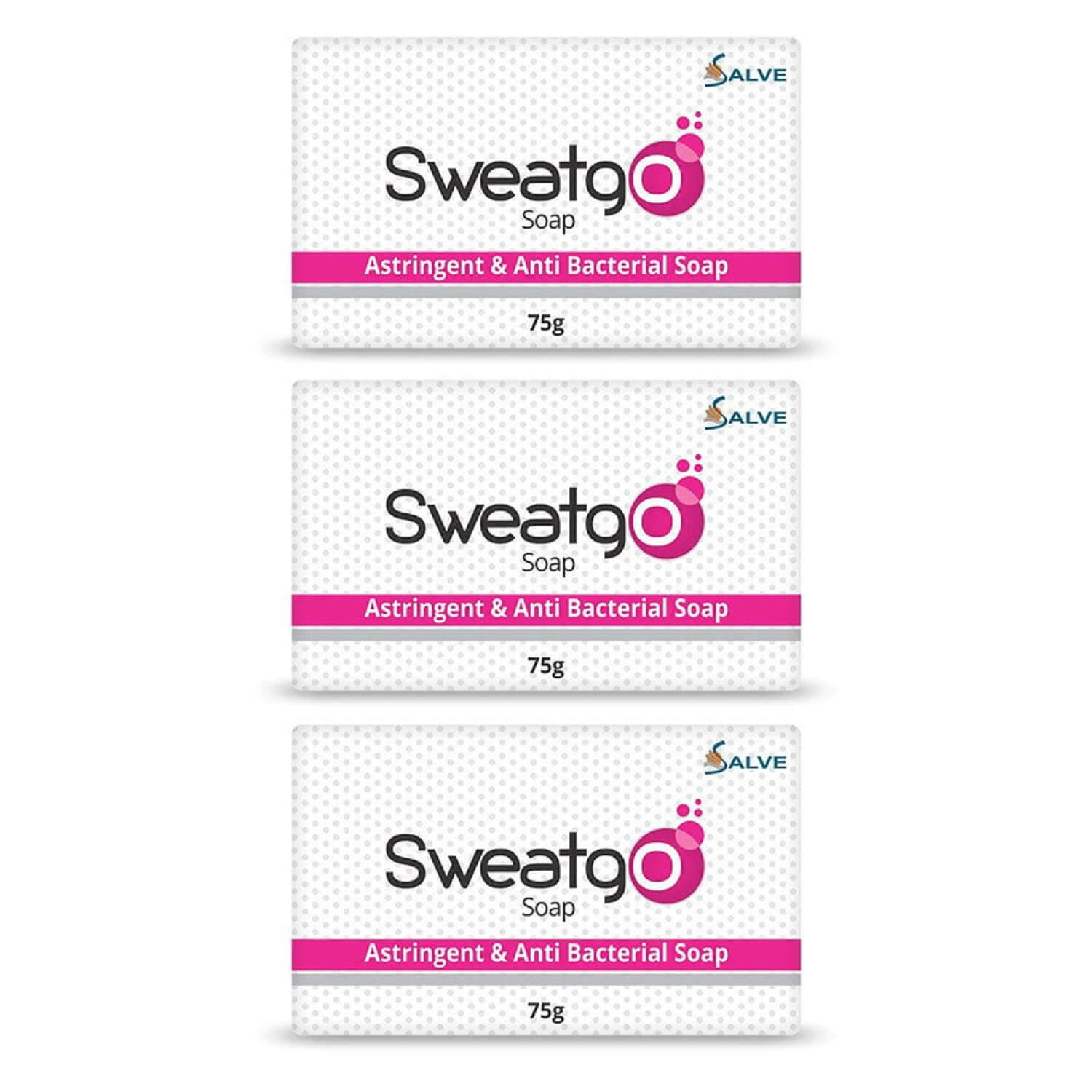 Shoprythm Sweatgo Pack of 3 Copy of Salve Sweatgo Antibacterial Astringent, Antiperspirant Soap for Control of Hyperhidrosis & Excessive