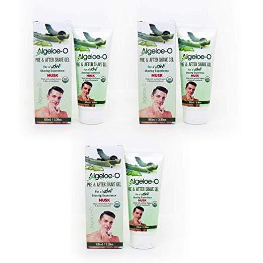 shoprythmindia Algeloe,Men's Grooming Pack of 3 Aloevera Pre After Shave Gel - Algeloe O Made With  Natural Ingredients