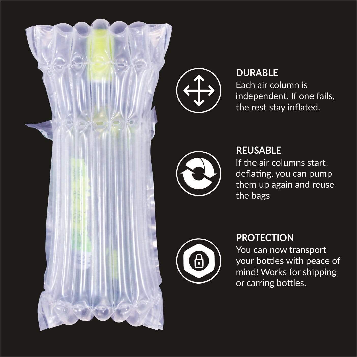 Air Protector Bag for Glass Bottle with Free Pump